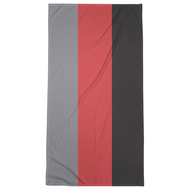 Lightweight Bath Towel, Flat Gray/Red/Black, Poly/Cotton