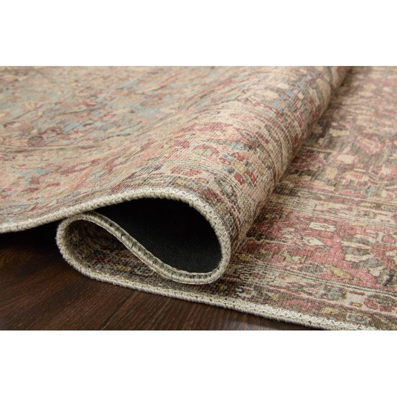 Adrian Blue and Clay Hand-knotted Synthetic Rug