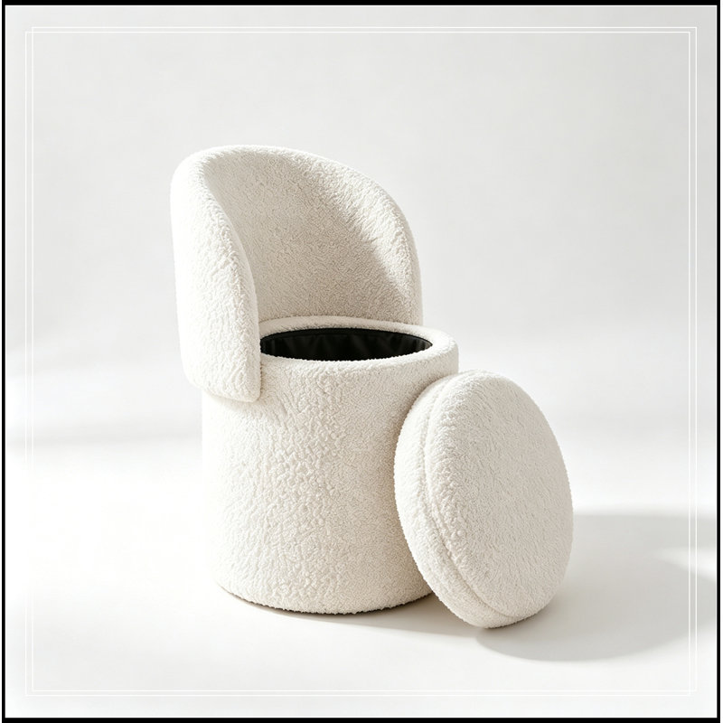 Fauteuil demi-tonneau avec rangement à plateau rabattable, Beige
