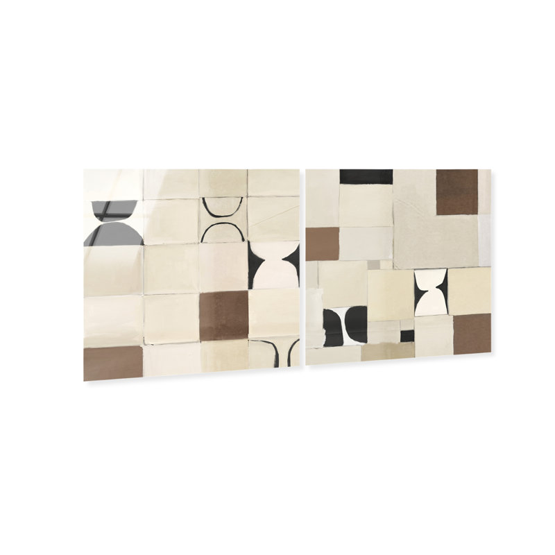 Boho Tiles Set High-Gloss Frameless Acrylic Glass Wall Art Abstract Print by Oliver Gal, Ready to Hang, 12 x 12