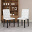 Chaises d'appoint blanches en cuir de polyuréthane blanc avec pieds en métal de couleur noire - dossier à boucle ergonomique, ensemble de 2, pour salle à manger et salle de réception, contemporain