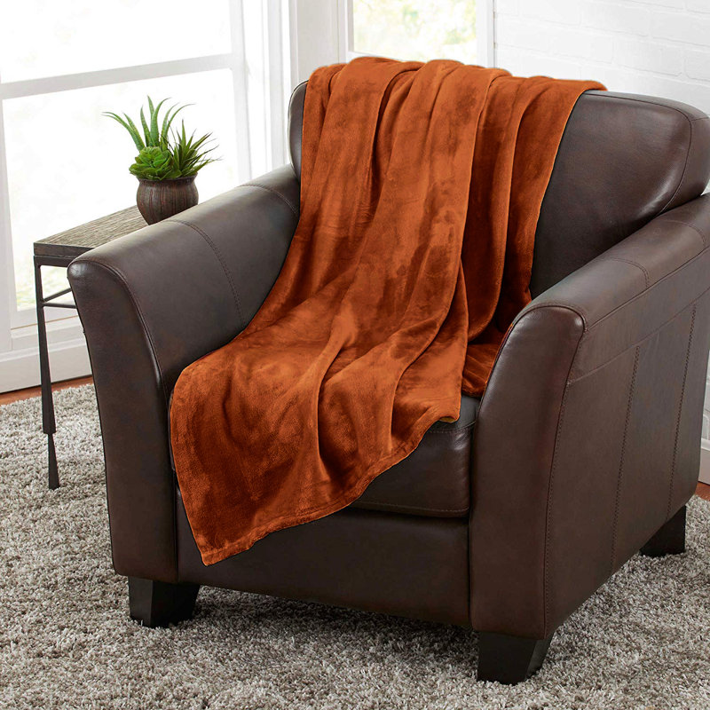  Couverture en flanelle super douce et chaude, Grand, Orange