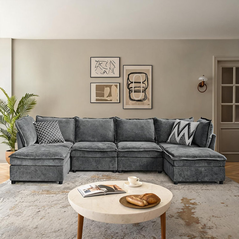 4 Seater Chenille Sofa