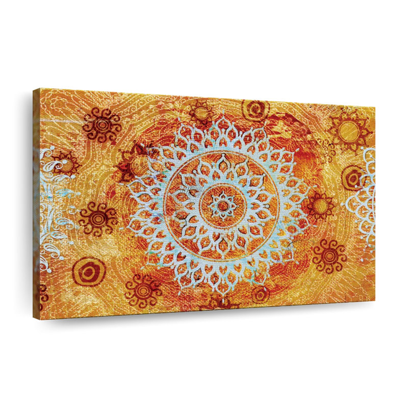 «Sun Like Mandala», symboles sur toile, H 16 po x l 24 po x P 1,25 po