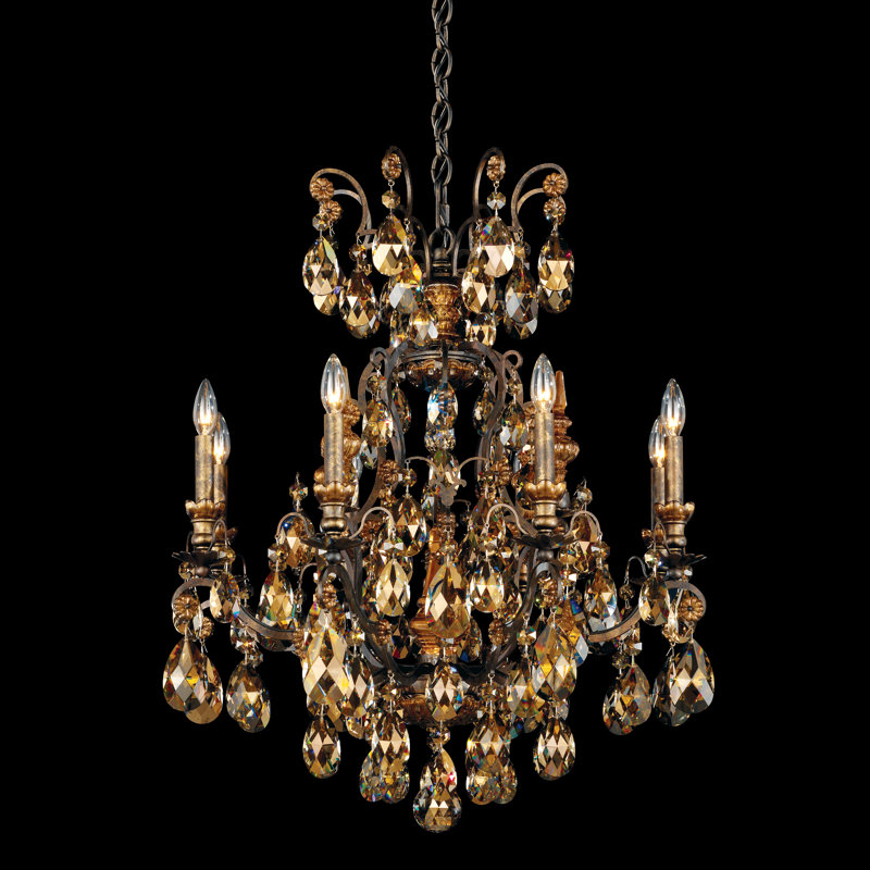 Renaissance 9 - Light Chandelier, French Gold, Heritage Clear