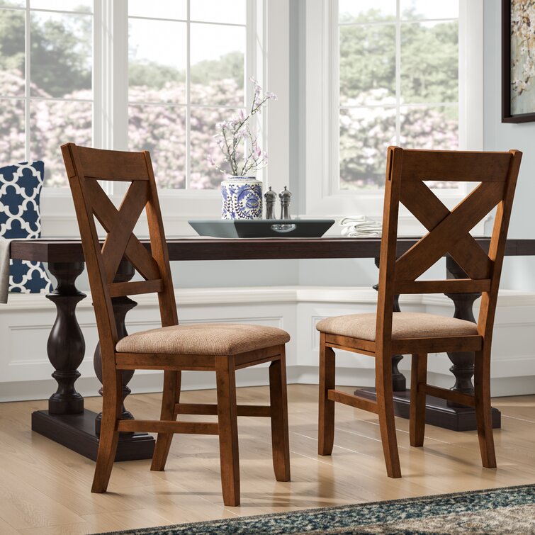 Warsaw Wood Cross Back Upholstered Side Chair Set of 2