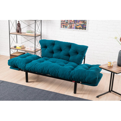 Élégant canapé-lit 2 places en tissu de 61,0 po x 27,6 po x 27,6 po | Structure 100% métal, rembourrage en mousse à haute résistance, nettoyage facile | Taille du lit: 73,6 po x 27,6 po | Capacité de poids maximale: 440 lb | Parfait pour les petits