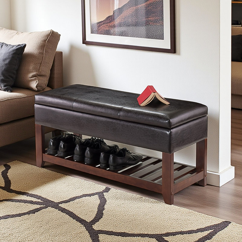 Cisneros Storage Bench with 1 Storage Compartment & 1 Shelf in Brown, 20.3" H X 42.39" W X 15.61" D