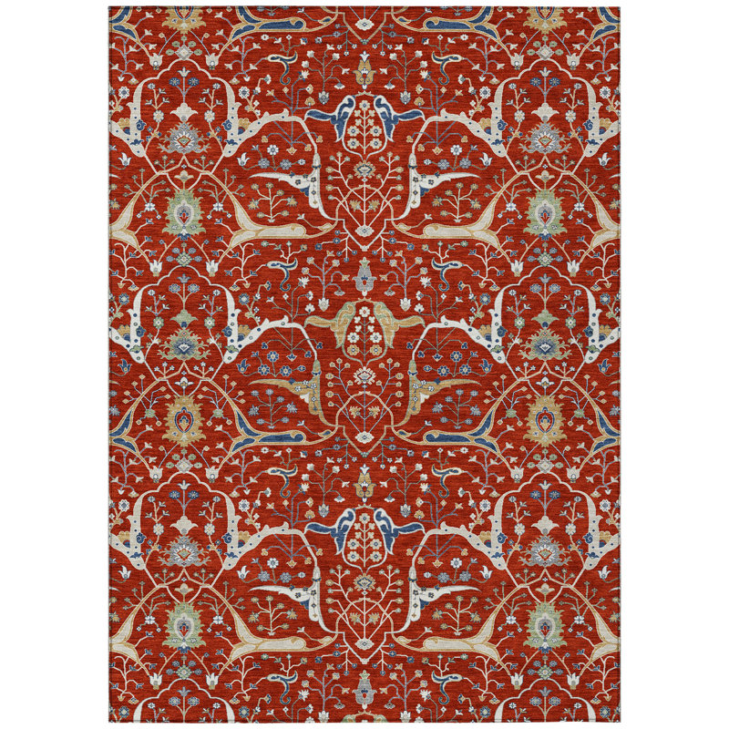 Machine Washable Indoor/Outdoor Boruta ACN2250 Global Rug, Rectangle 5' x 7'6"