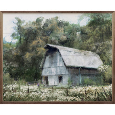 «Farm House Barn 1 Trees By Nina Blue» sur bois