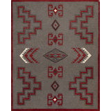 Mesa Hand Knotted Wool Geometric Shapes Area Rug in Gray/Red