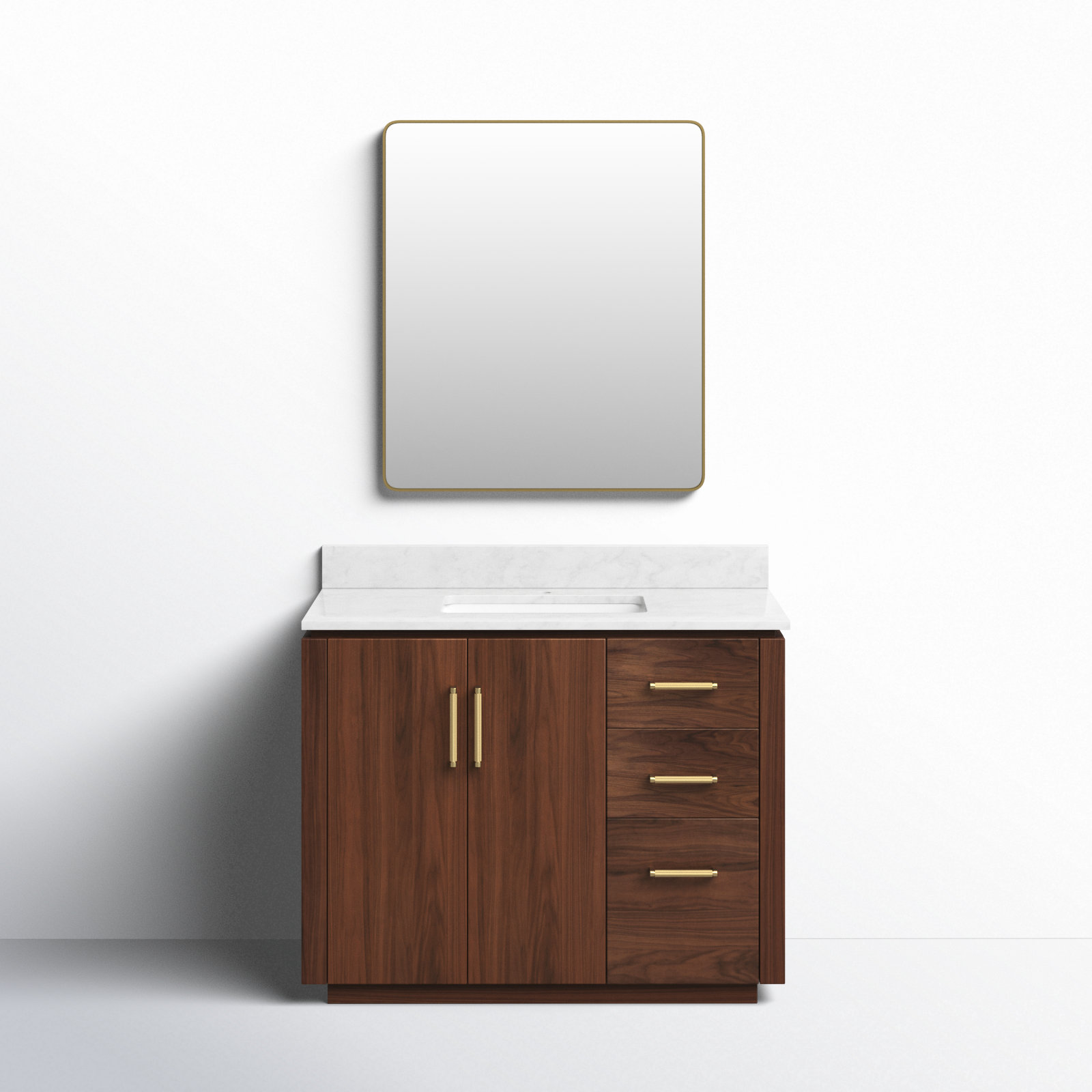 Cloverfield 42'' Single Bathroom Vanity, Natural Walnut, Gold
