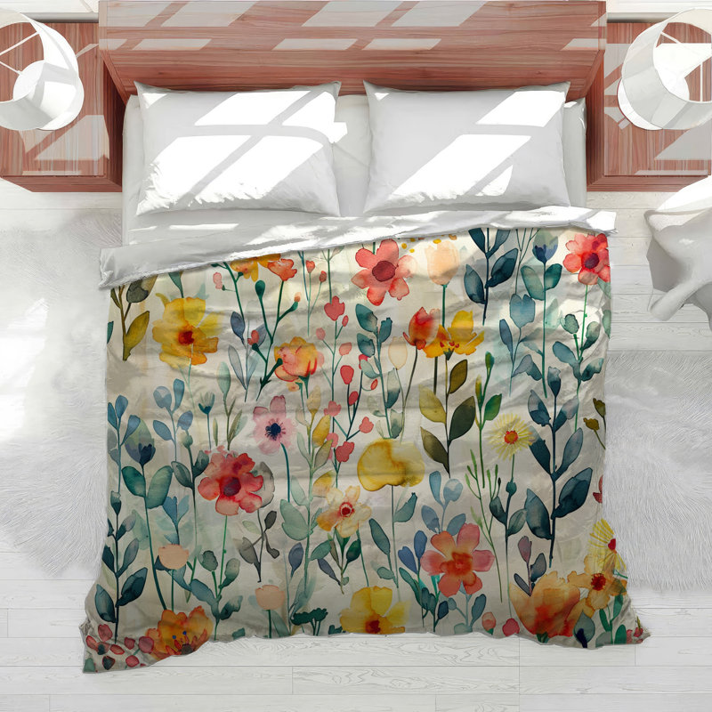 Édredon en mélange de coton à motif floral, Édredon simple très long