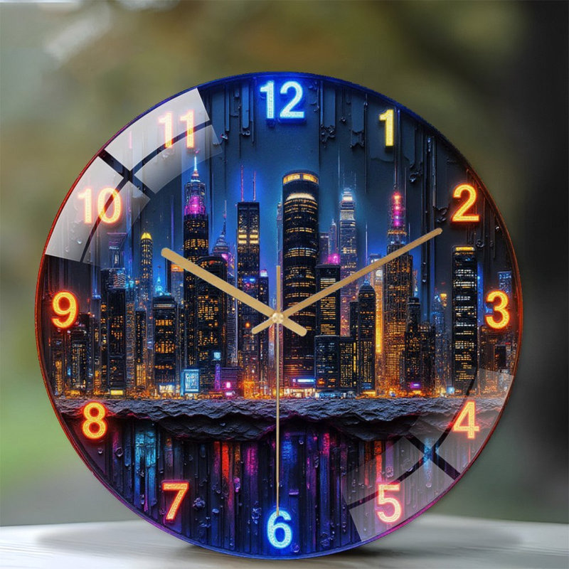 Horloge murale 12 po Modern City Skyline