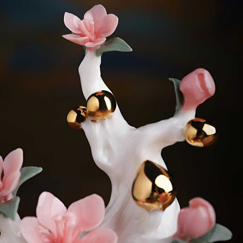 Elegant Ceramic Peach Blossom Tabletop Display