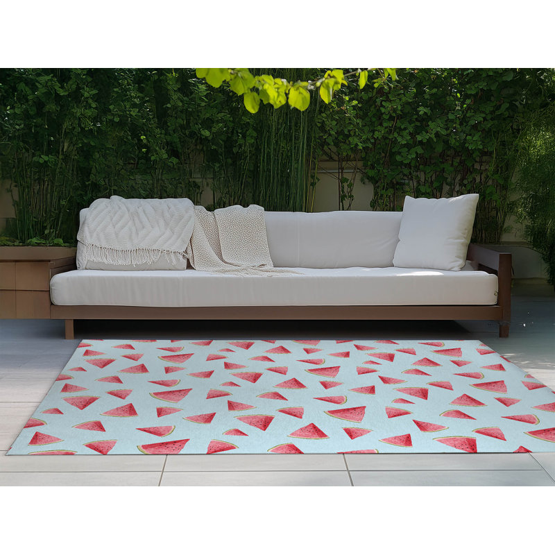 Tapis d'extérieur Summer Melon, Rectangulaire 8 pi x 10 pi