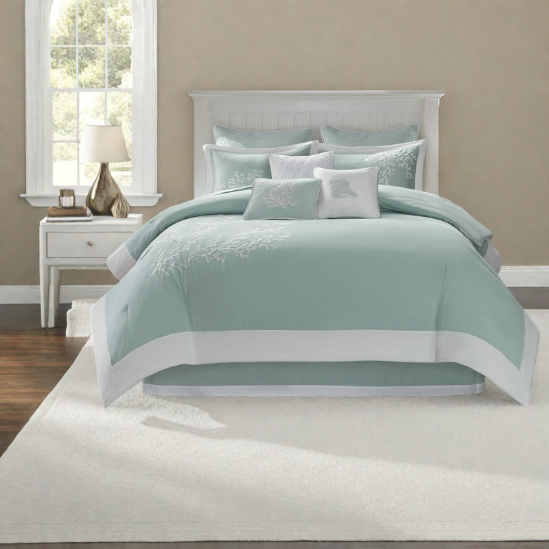 Ensembles de literie luxueux en jacquard de coton, édredon surdimensionné turquoise pour la maison