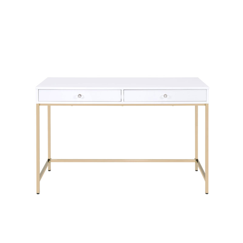 Bureau d'écriture Ottey, Blanc / Doré