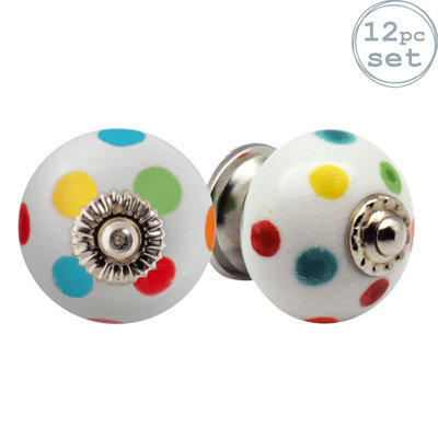 Nicola Spring - Round Ceramic Cabinet Knobs - Polka Dot