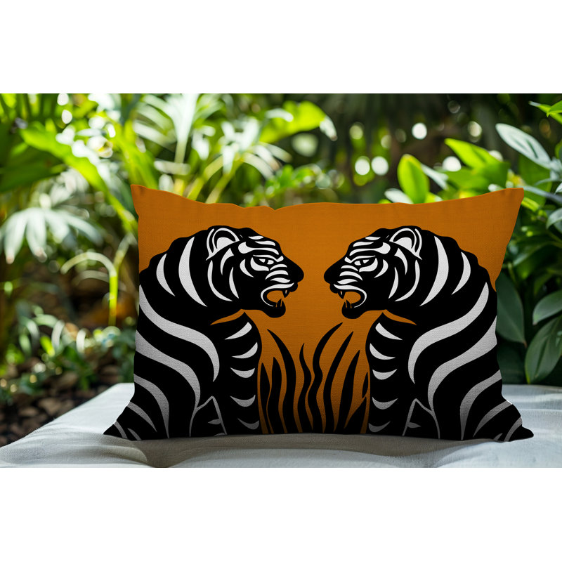 Oreiller rectangulaire réversible intérieur / extérieur Pulo Tiger, Orange, H 25 po x l 18 po