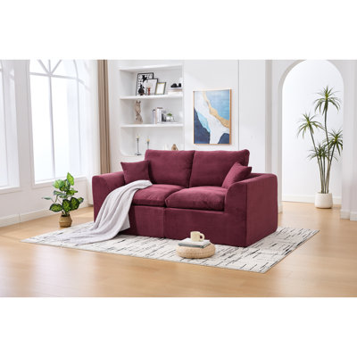Canapé d'angle modulaire moderne 2 places Cloud avec revêtement en velours côtelé doux, housses de coussin amovibles, mousse haute densité et accoudoirs incurvés. Aucun assemblage requis. Parfait pour la décoration d'appartement. Confort et rembourrage moelleux.