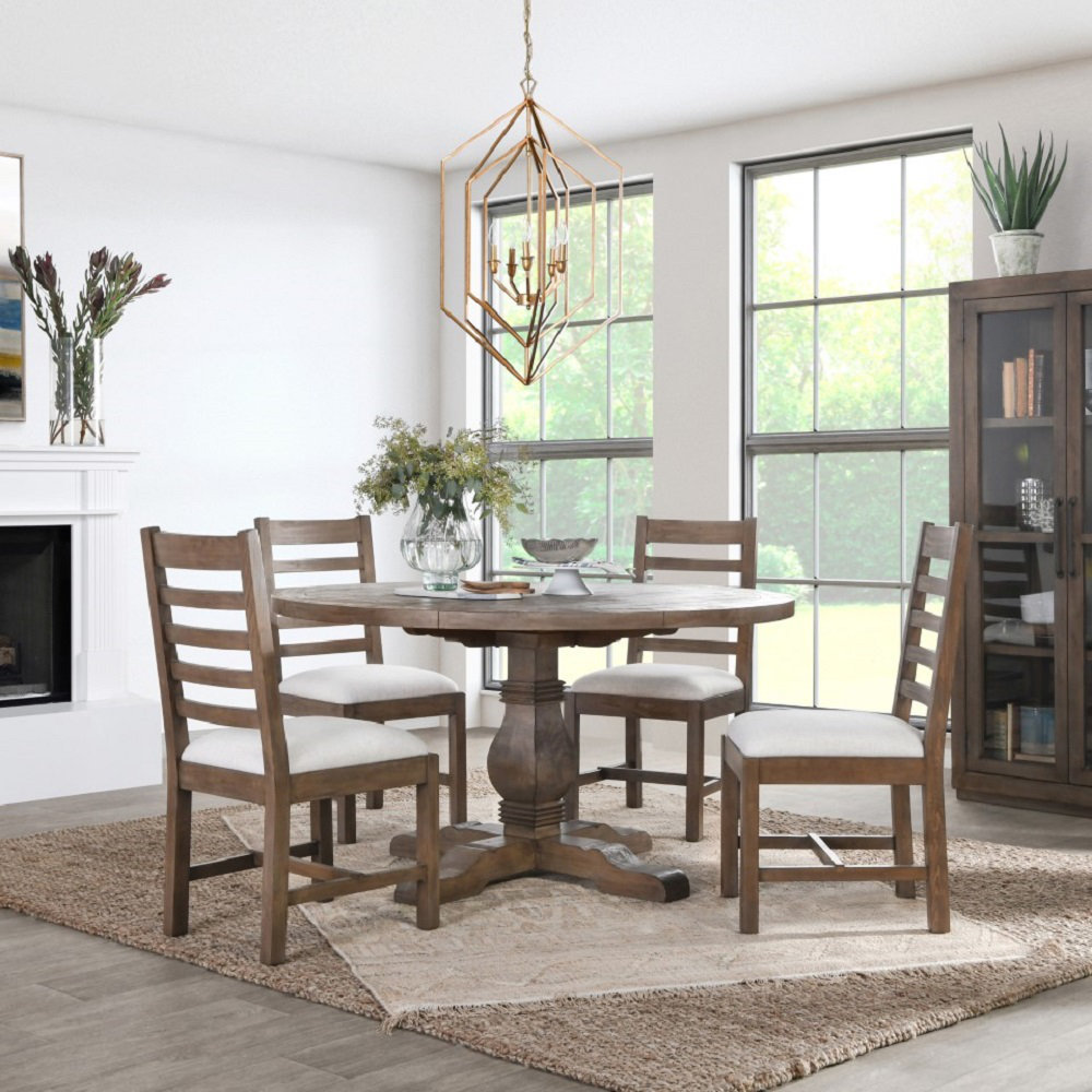 Kinston Pine Dining Table Set, Distressed Brown