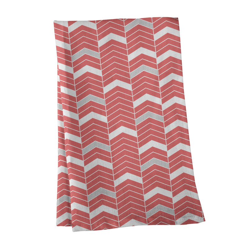 Stephenie Tea Towel Kitchen Towel, Maroon/Gray, Cotton Twill