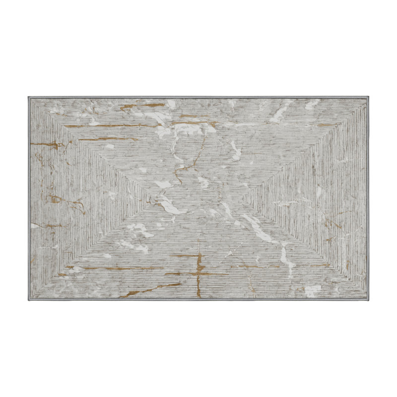 Machine Washable Gray Area Rug, Rectangle 7' x 10'
