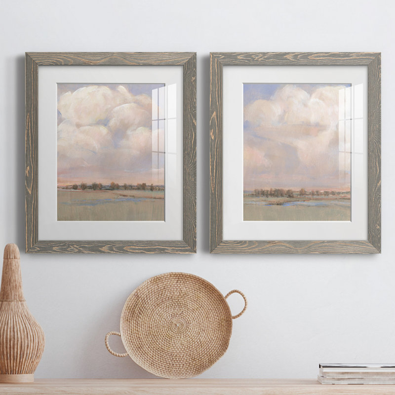 «Billowing Clouds», reproduction d'art encadrée prête à être accrochée, H 20 po x l 17 po x P 1 po, Papier encadré blanc