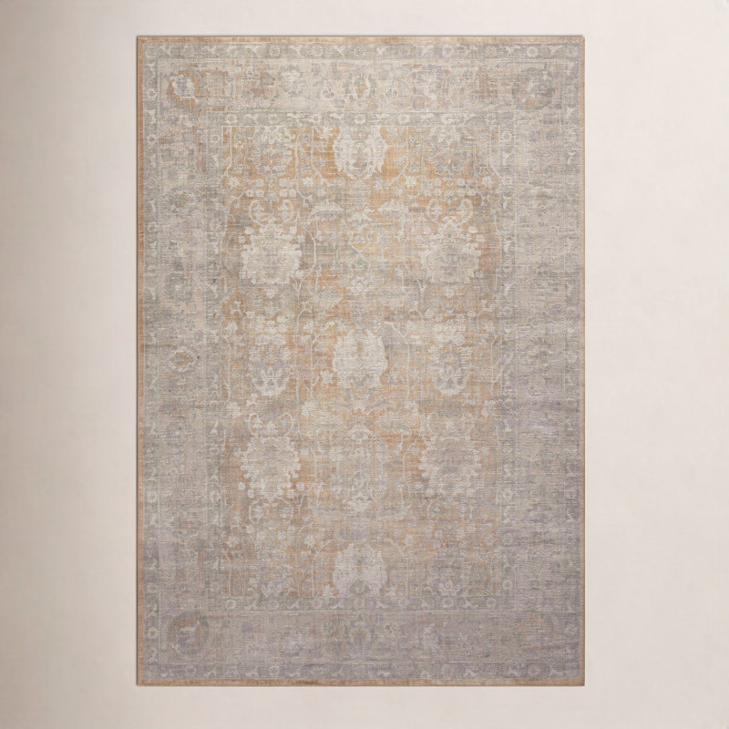 Chris Loves Julia x Loloi Rosemarie Oriental Gold/Sand Area Rug, Rectangle 6'3" x 9'