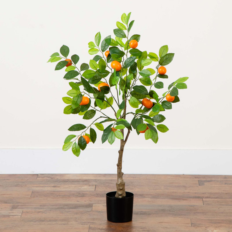 36'' Faux Tangerine Tree in Pot Liner