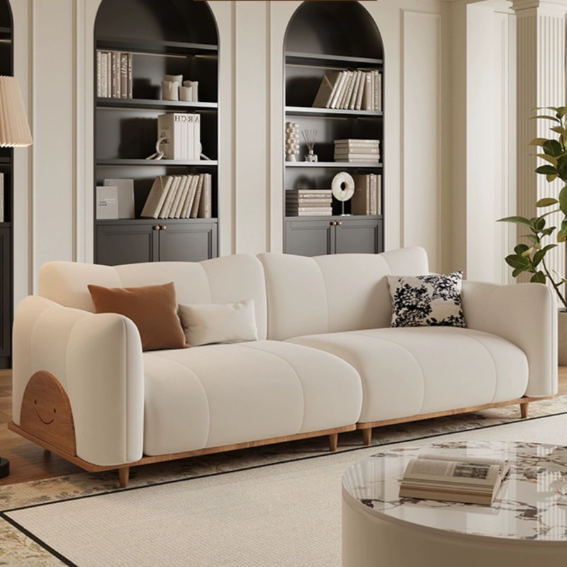 Log-style Creamy Straight-layout Sofa, Burlywood, White