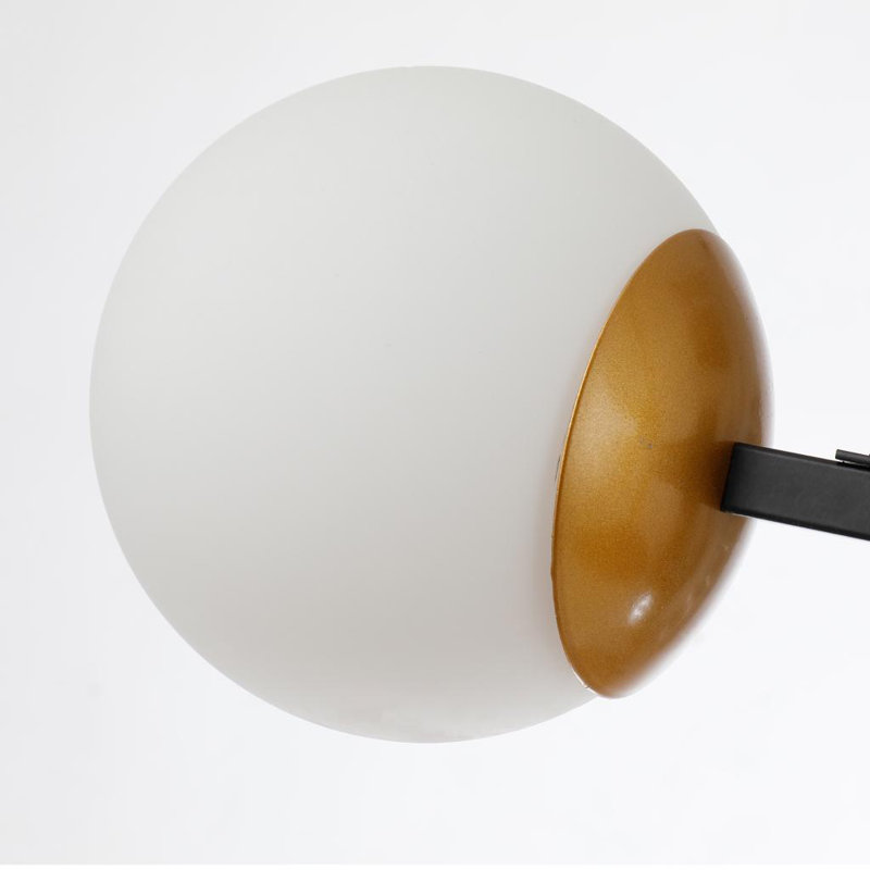 Linear Apollo Globe Chandelier Opal Glass Globes Island Horizontal Pendant Lamp Mid Century Minimalist-Style Black Gold Finish