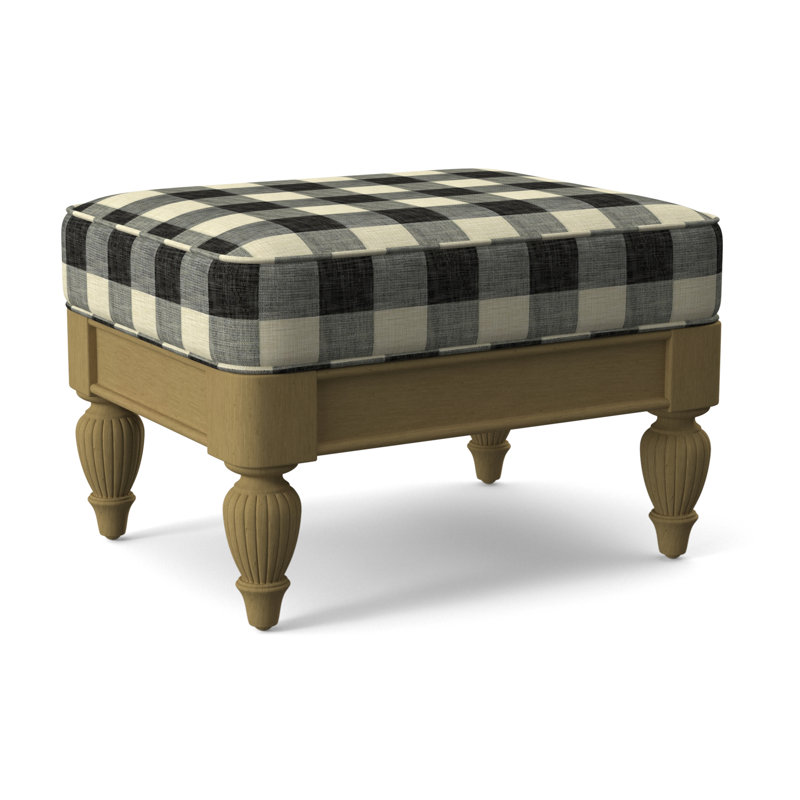 Grand View Ottoman, Black Buffalo Check; 0120-81, Celery Finish