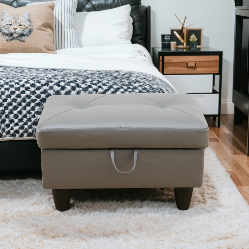 Banc de rangement avec repose-pieds et commode pour canapé-lit, Gris