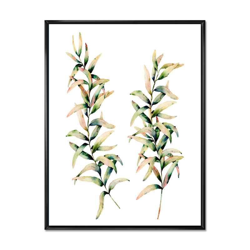 Branches d'automne - Peinture sur toile, H 40 po x l 30 po x 1,5 po, Cadre flottant noir