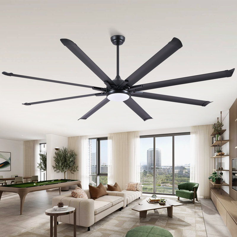 8-blade Standard Industrial Led Ceiling Fan With Remote And Intelligent Control, 84" Wide