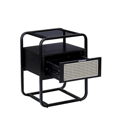 Wonderlin 1-Drawer Metal Nightstand in Black