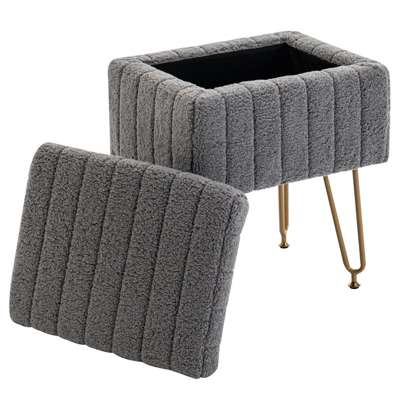 Broten Upholstered Ottoman With Storage Space, Grey