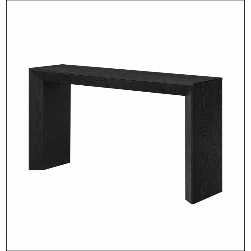 Console 60 po avec 2 tiroirs dissimulés, table d'entrée de style cascade avec pieds épaissis et grain de bois rustique pour le salon, le vestibule et le couloir