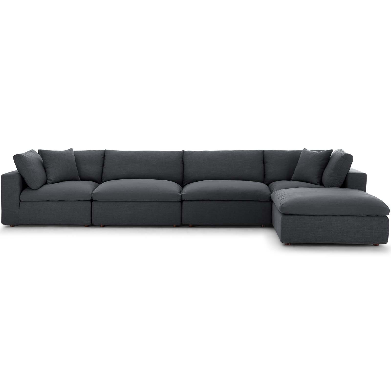Modway Commix Azure Down Filled Overstuffed 5 Piece Sectional Sofa Set