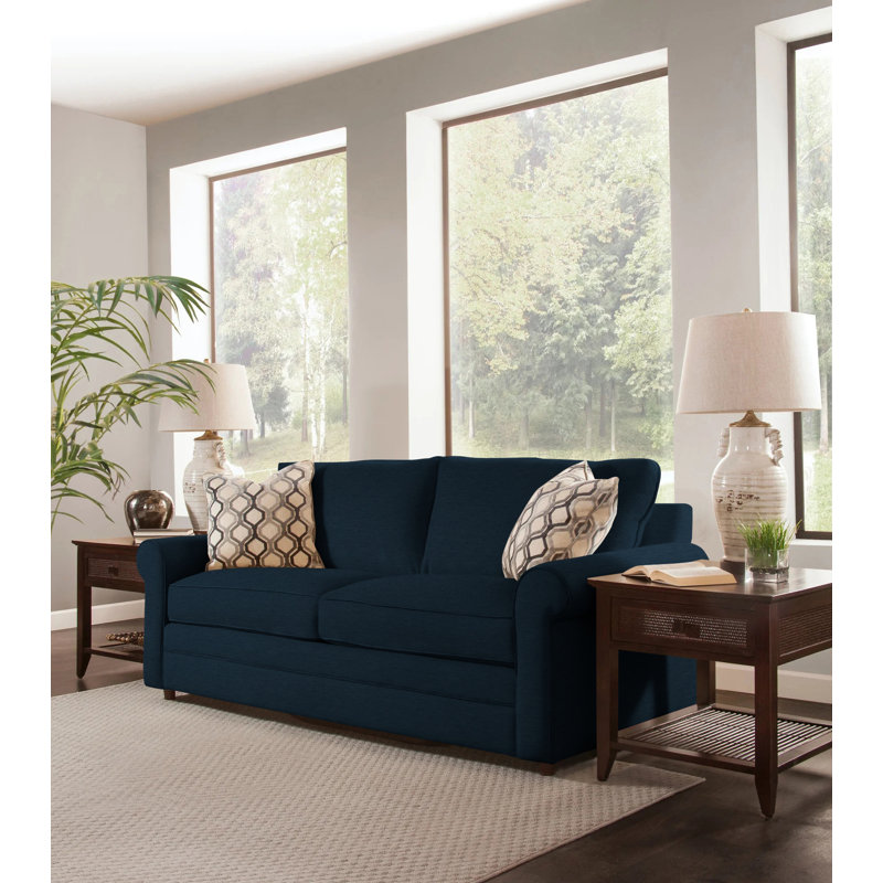 Edgeworth Sofa, Gel Memory Foam Mattress, Sunbrella Beige Pinstripe; 6205-74
