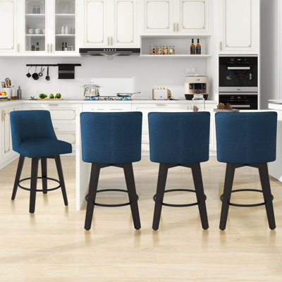 George Oliver Loriell Swivel Bar & Counter Stools with Solid Wood Frame