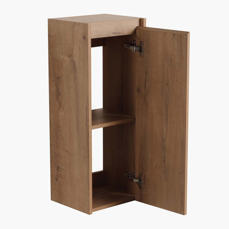 12" Bathroom Side Cabinet,Soft Close Doors,Float Mounting Design, Brown