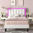 Ensemble de chambre à coucher 3 pièces Smart Bed en cuir avec 2 tables de chevet flottantes à DEL