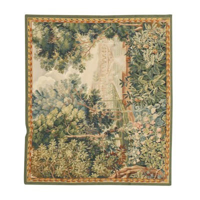 Tapis crème, vert et bleu noué à la main de haute qualité