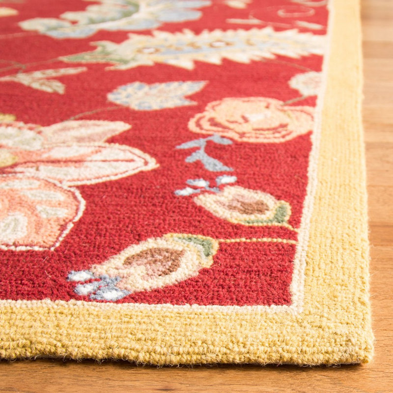 Chelsea Red Floral Hand-Knotted Wool 6' x 9' Rug