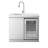 SERA Stainless Steel Outdoor Refrigerator Combination Cabinet with White Quartz Countertop, Sink, Wheels, 2.4 Cu. Ft. Capacity-125340087