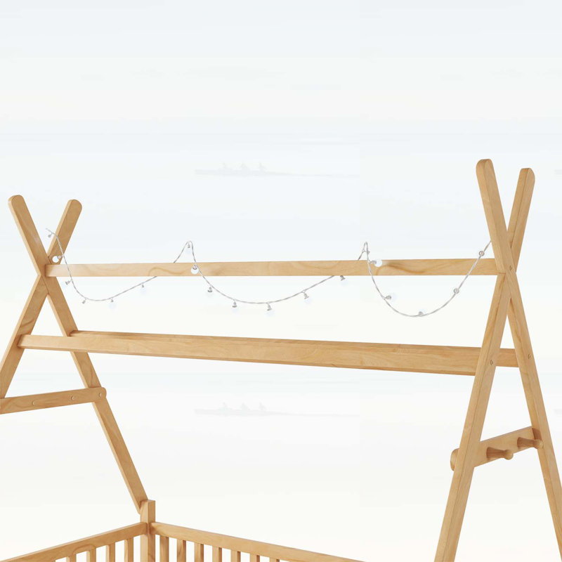 Lit House avec lumière, conception à plancher bas, idéal pour un espace de sommeil sécuritaire et amusant, Lit simple