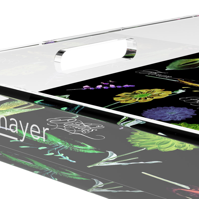 Botanicals Xray Acrylic Square Decorative Tray, Green, 18"W x 18"D x 2"H